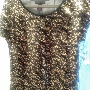 Gold Sequin Blouse Short Sleeve